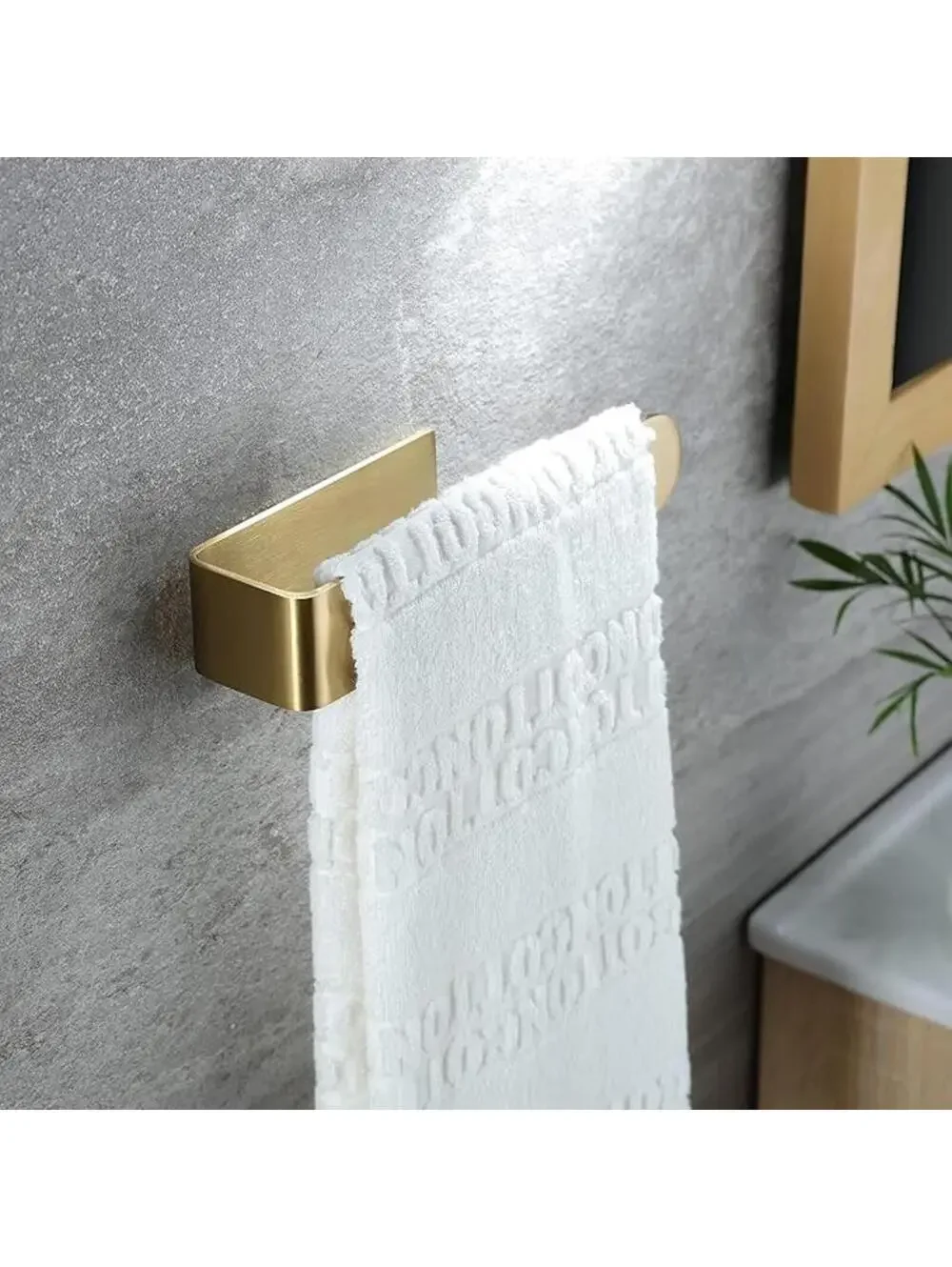 Bathroom Self-Adhesive Towel Rack, Modern Gold Stainless Steel, 9.8 Inches, New